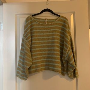 NWOT Free People Bardot Sweater in Green Combo